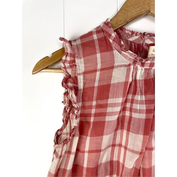 Anthropologie Isabella Sinclair plaid high‎ neck ruffle top S - Picture 4 of 10